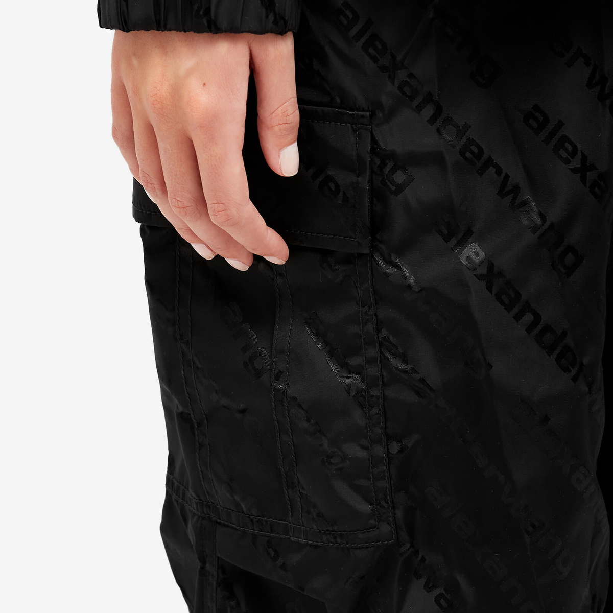 Alexander Wang Women's Cargo Pant In Jacquard Nylon in Black Alexander Wang Women's Cargo Pant In Jacquard Nylon in Black