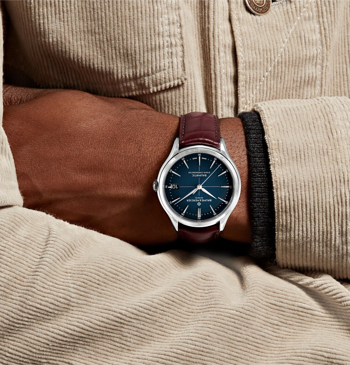 Baume & Mercier - Clifton Baumatic Automatic Chronometer 40mm Stainless Steel and Alligator Watch, Ref. No. M0A10517 - Blue
