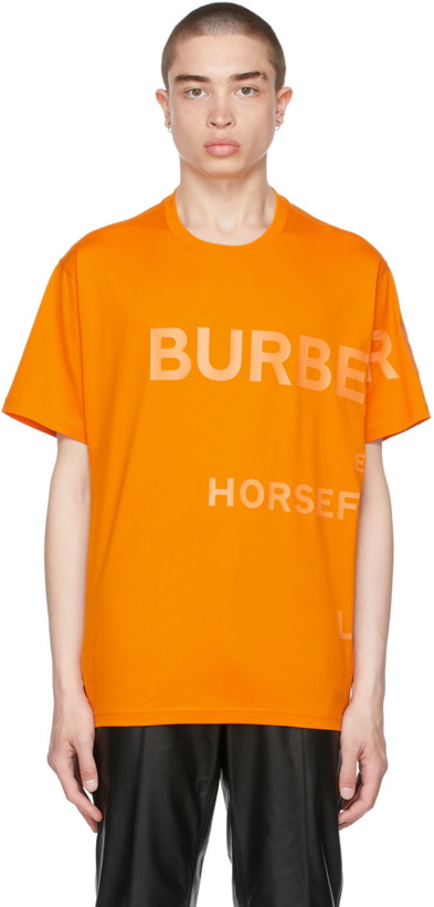 Photo: Burberry Orange Oversized 'Horseferry' Print T-Shirt
