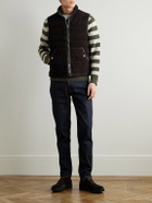 Mr P. - Leather-Trimmed Padded Quilted Suede Gilet - Brown