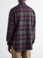 Drake's - Brushed Checked Cotton-Flannel Shirt - Brown