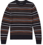 Ermenegildo Zegna - Intarsia Striped Wool and Silk-Blend Sweater - Men - Navy