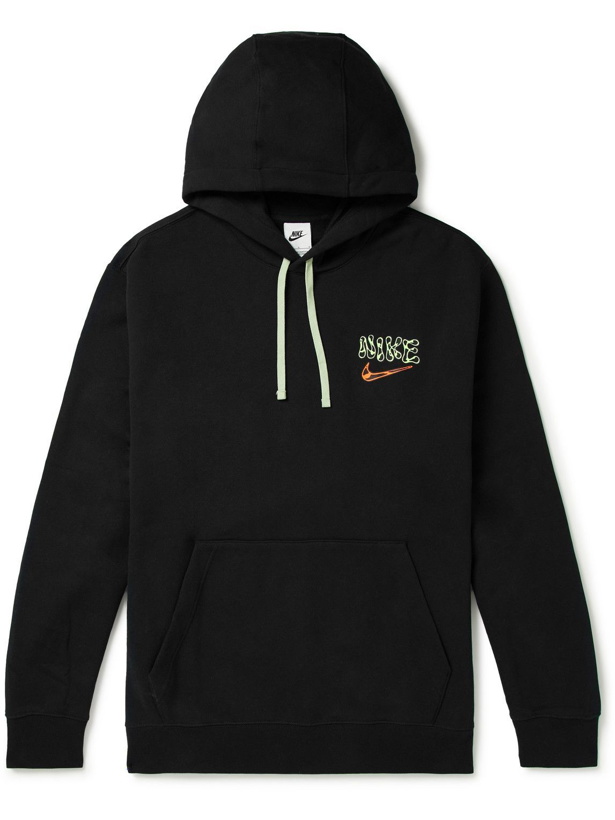 Photo: Nike - Logo-Print Cotton-Blend Jersey Hoodie - Black