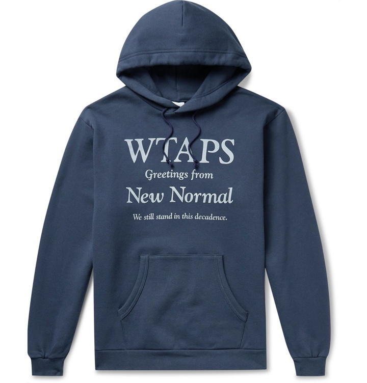 Photo: WTAPS - Logo-Print Fleece-Back Cotton-Jersey Hoodie - Blue