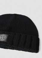 Compass Patch Beanie Hat in Black