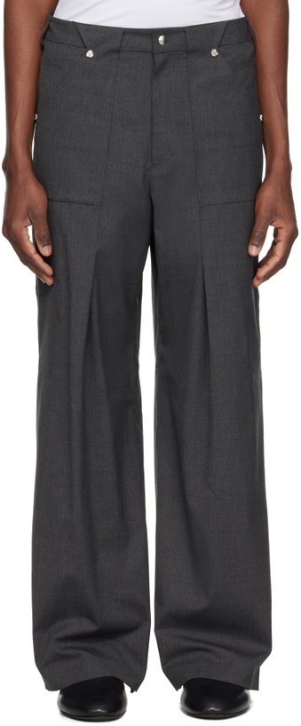 Photo: CMMAWEAR Gray Side Pleats Wool Trousers