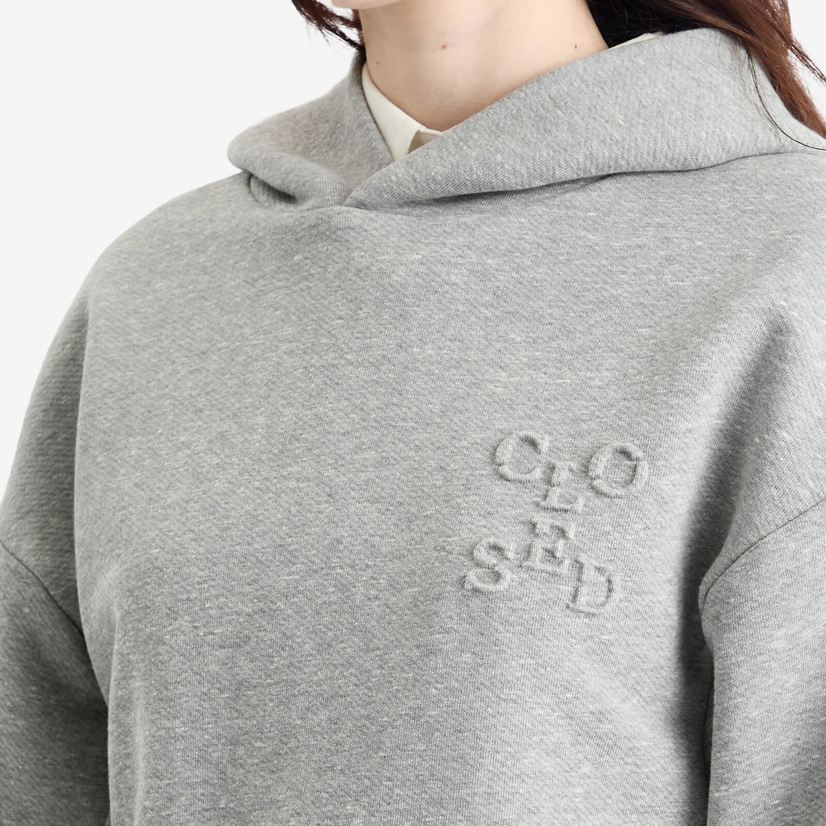 Closed Women's Folded Hem Hoodie in Light Grey Melange