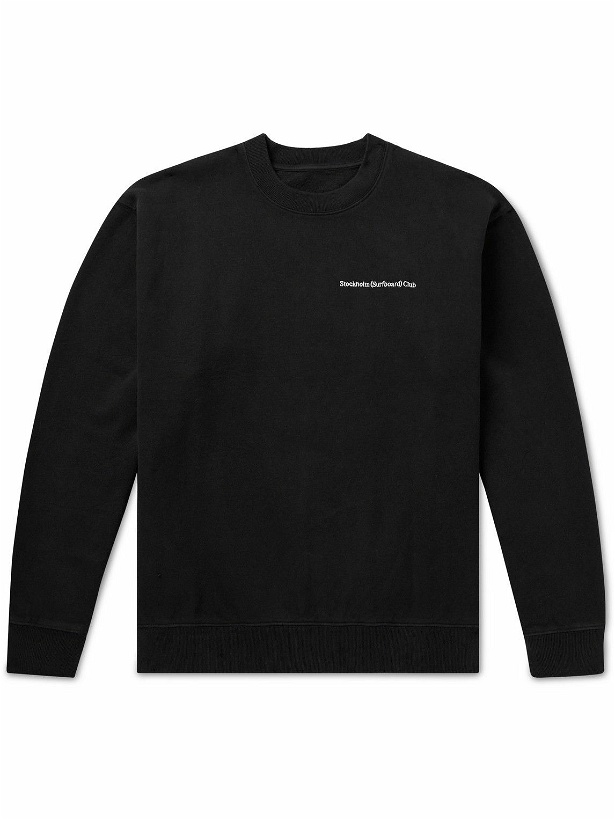 Photo: Stockholm Surfboard Club - Logo-Embroidered Organic Cotton-Jersey Sweatshirt - Black