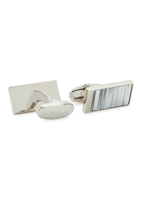 Photo: Paul Smith Signature Stripe Mother of Pearl Cufflinks - Silver - One Size