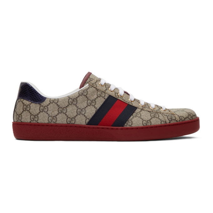 Photo: Gucci Beige GG Supreme New Ace Sneakers