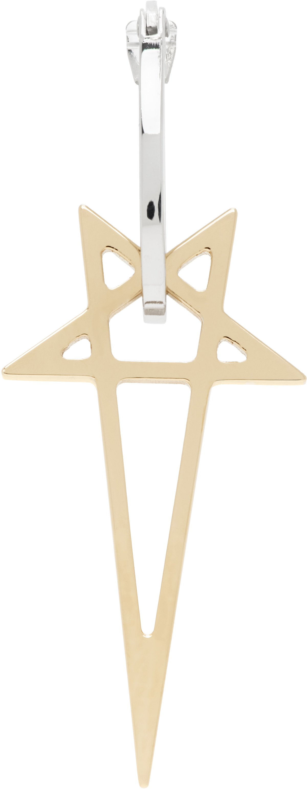 Rick Owens Gold & Silver Hollywood Pentagram Single Earring