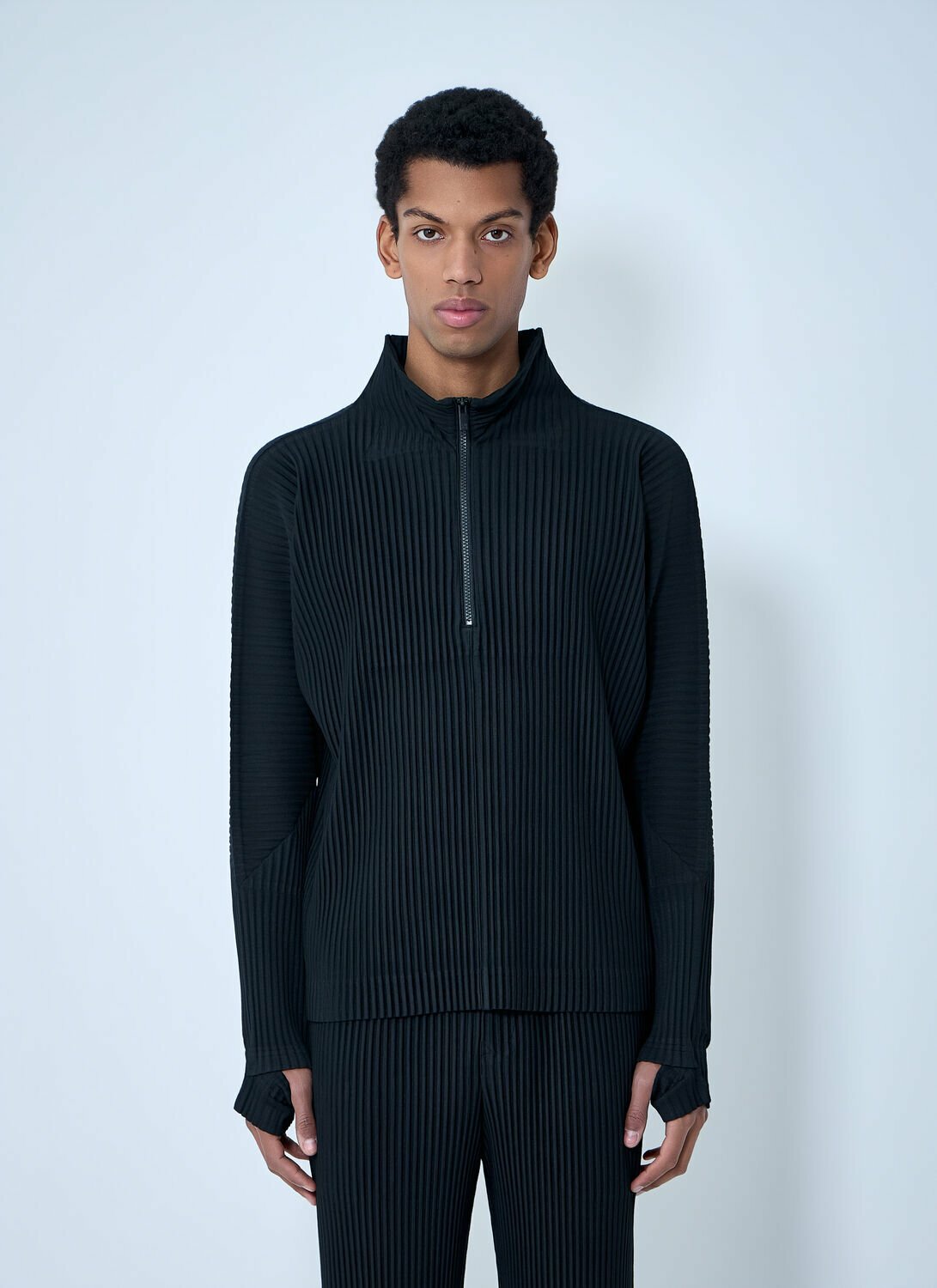 Homme Plissé Issey Miyake Pleated Half-Zip Pullover Sweater Homme