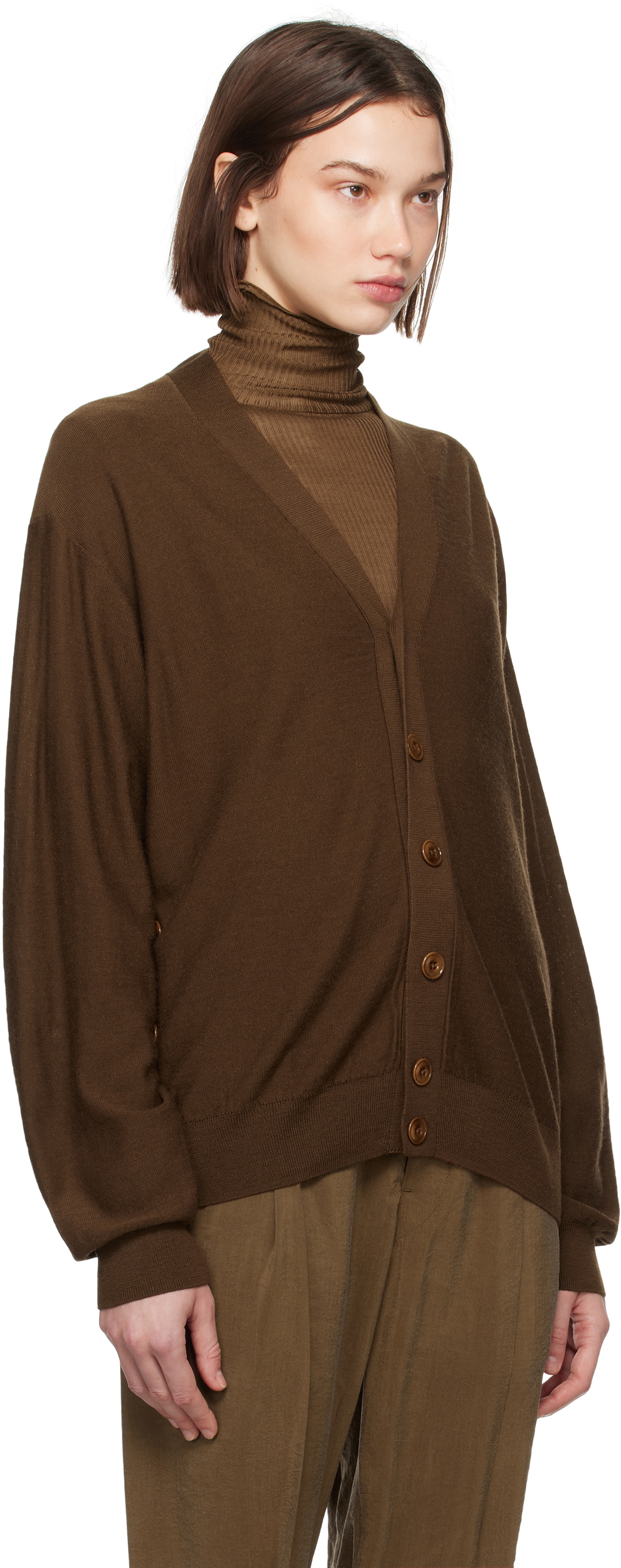 LEMAIRE Brown Relaxed Twisted Cardigan Lemaire