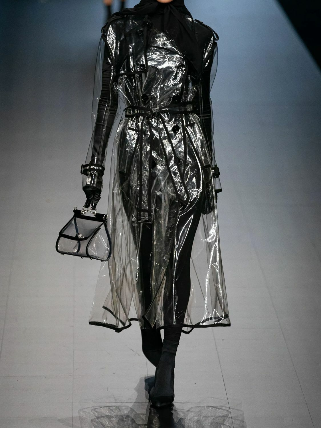 DOLCE & GABBANA - Transparent Double Breasted Trench Coat Dolce