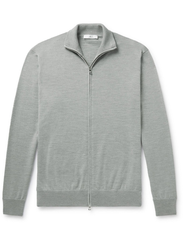 Photo: Mr P. - Merino Wool Zip-Up Cardigan - Gray