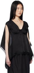 Pushbutton Black Bra Point Square Blouse