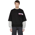 Gosha Rubchinskiy Black and Grey Double Sleeve Flag Sweatshirt