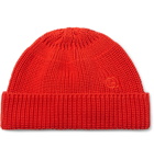 Gucci - Logo-Embroidered Cable-Knit Cotton Beanie - Red