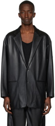 N.Hoolywood Black Faux-Leather Blazer