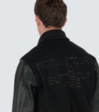 Sacai Interstellar wool and faux leather varsity jacket