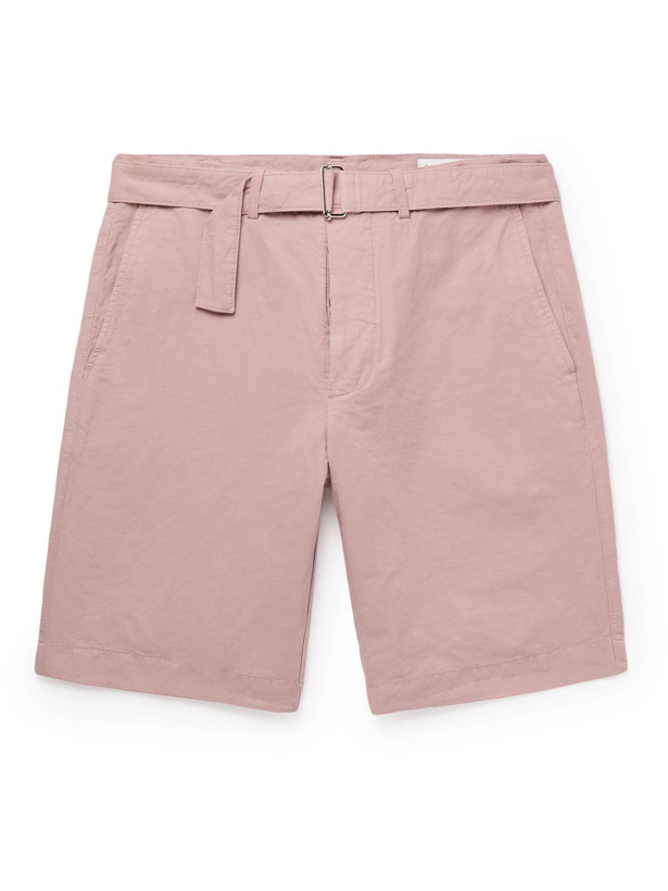Photo: OFFICINE GÉNÉRALE - Julian Slim-Fit Garment-Dyed Cotton and Linen-Blend Shorts - Pink