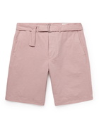 OFFICINE GÉNÉRALE - Julian Slim-Fit Garment-Dyed Cotton and Linen-Blend Shorts - Pink