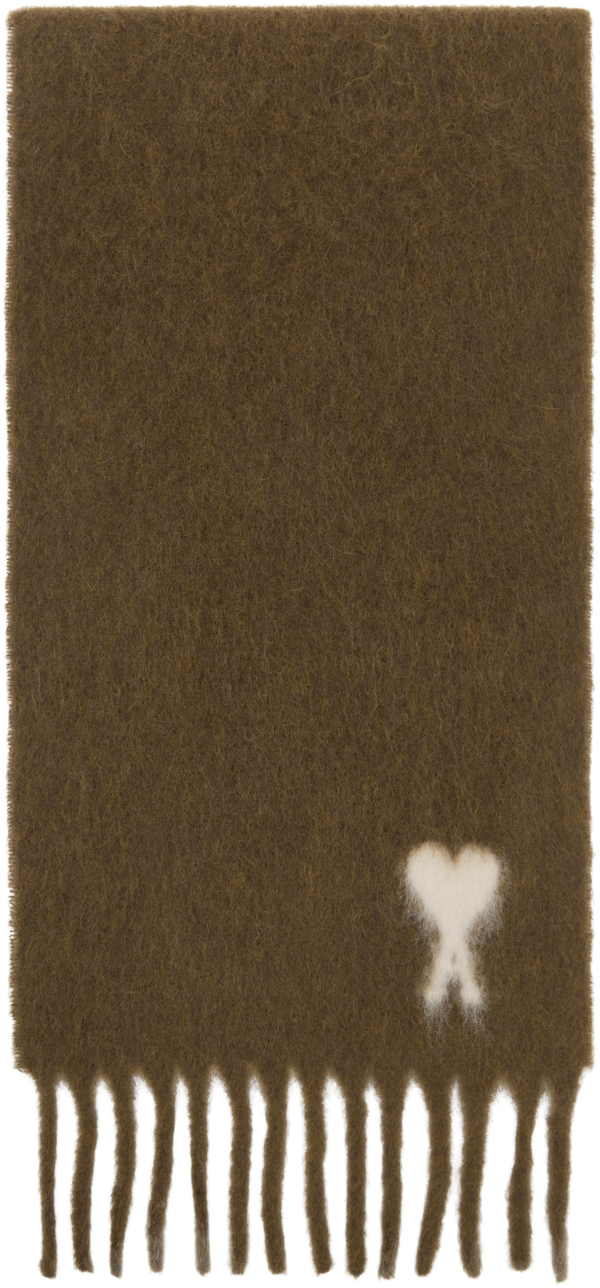 AMI Paris Brown Alpaca Ami de Coeur Scarf AMI