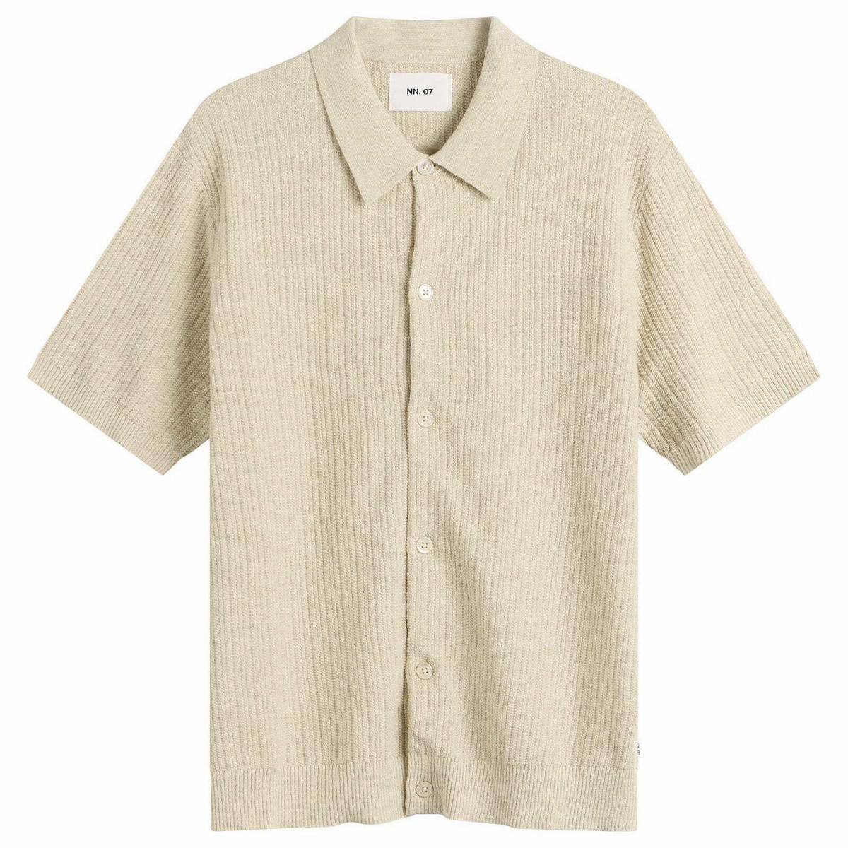NN07 Men's Nolan Polo Cardigan in Ivory Mouliné