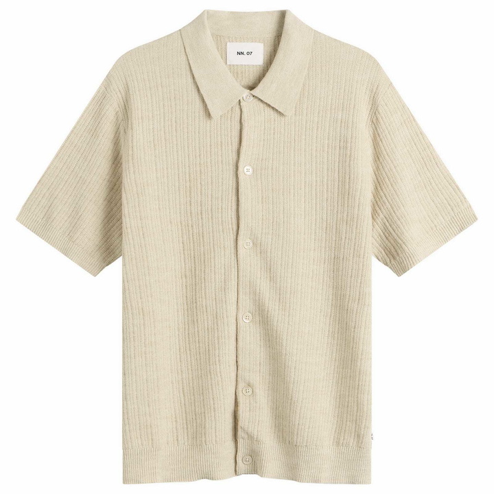 Photo: NN07 Men's Nolan Polo Cardigan in Ivory Mouliné