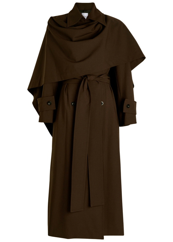 Photo: Esse Studios Onus Cape-effect Woven Trench Coat Brown