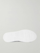 Kiton - Suede-Trimmed Embroidered Logo-Print Leather Sneakers - White