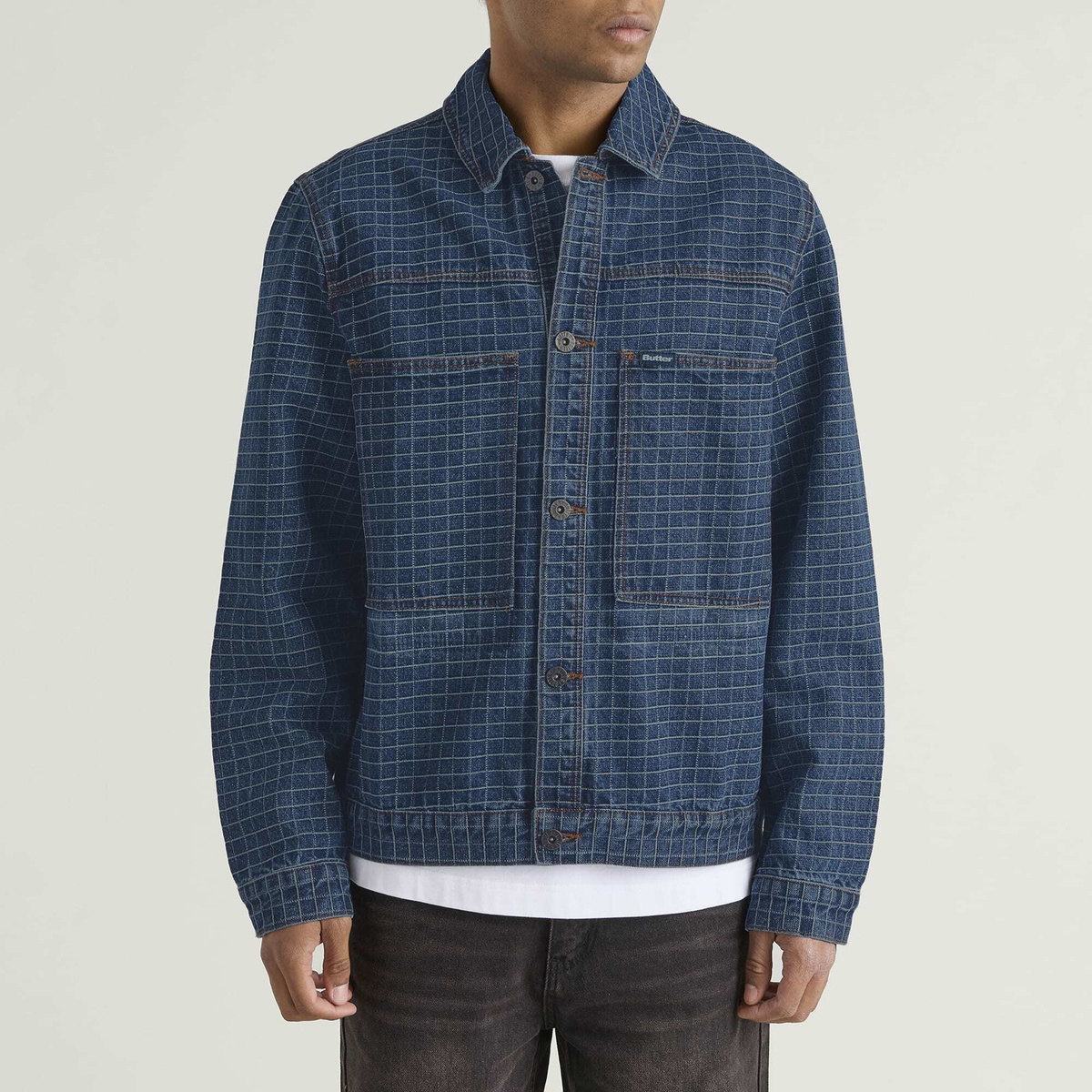 Butter Goods Men's Grid Denim Jacket in Indigo