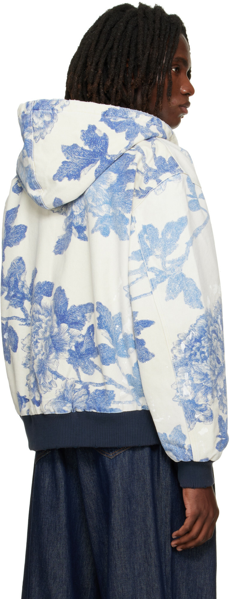 R13 Off-White & Blue Relaxed Workwear Jacket