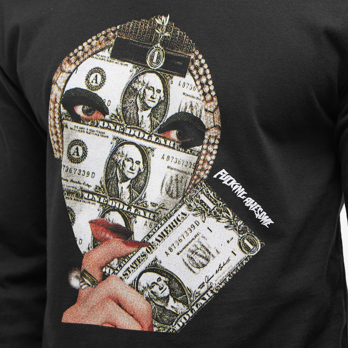 Fucking Awesome Men's Long Sleeve Money Face T-Shirt in Black