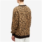 Wacko Maria Men's Leopard Mohair Knitted Jumper in Beige