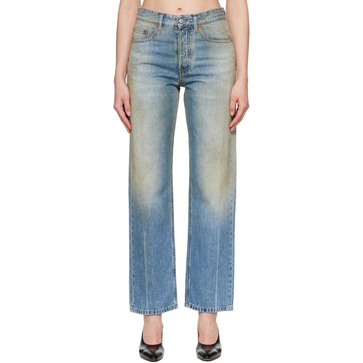 MM6 Maison Margiela Blue Straight-Leg Jeans