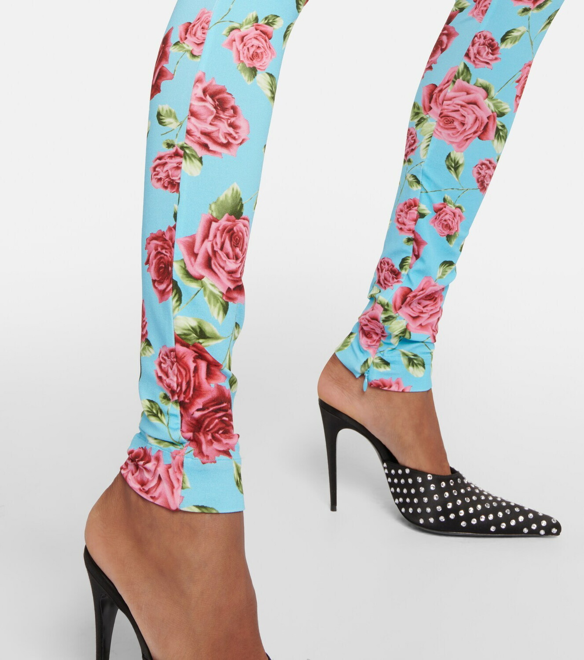 Floral-appliqué split-hem flared pants in white - Magda Butrym