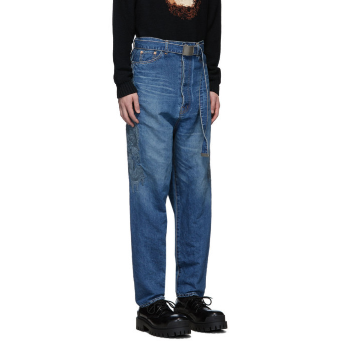 Doublet Blue Hemp Chaos Embroidery Jeans Doublet