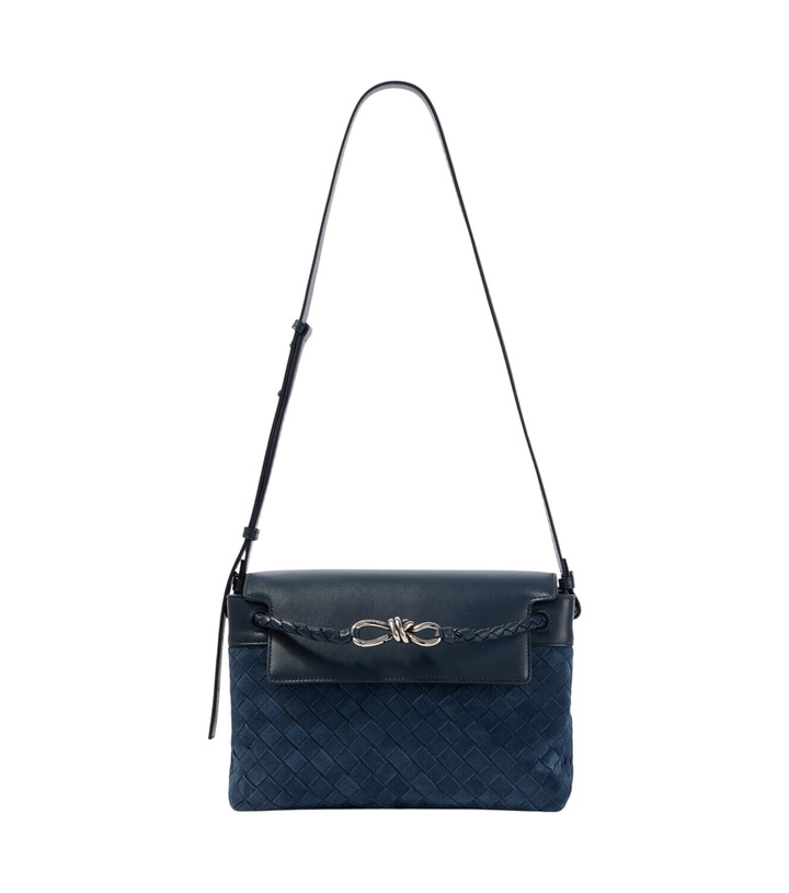 Photo: Bottega Veneta Andiamo Intrecciato Small suede messenger bag