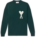 AMI - Oversized Logo-Intarsia Knitted Sweater - Men - Green