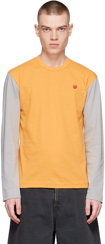 Photo: COMME des GARÇONS PLAY Yellow Cotton Long Sleeve T-Shirt