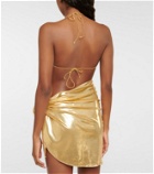 Oseree - Laminated wrap miniskirt