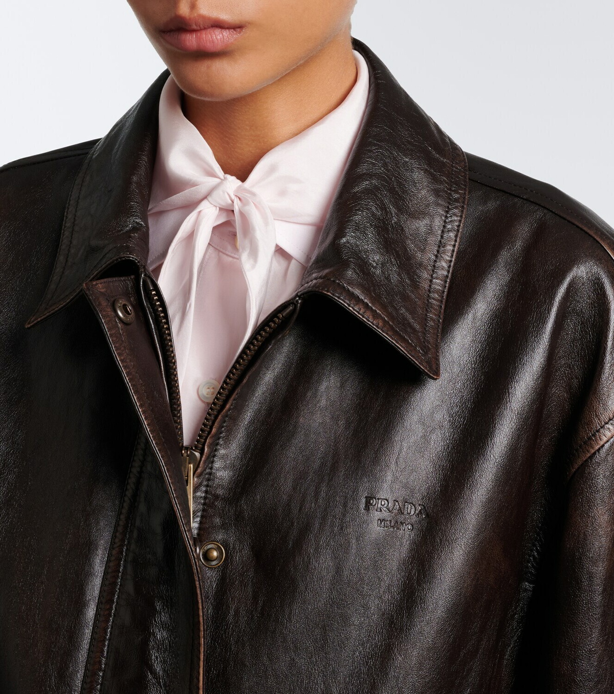 Prada Oversized leather blouson jacket