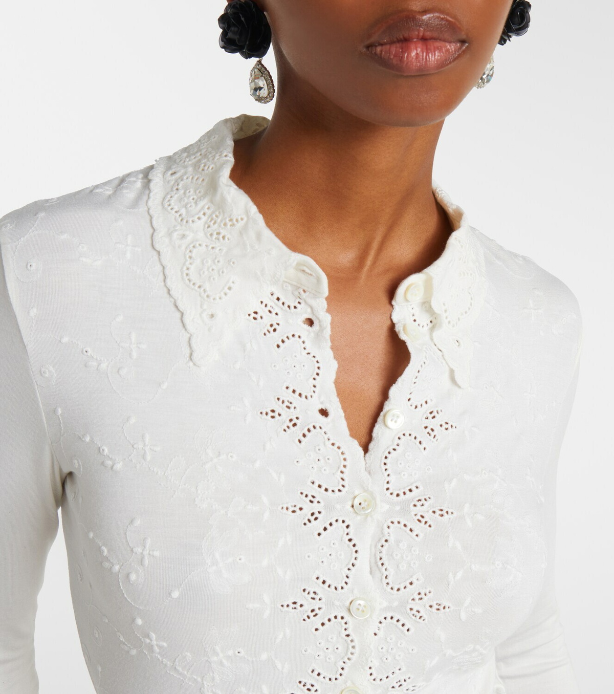Magda Butrym Embroidered cotton-blend bodysuit