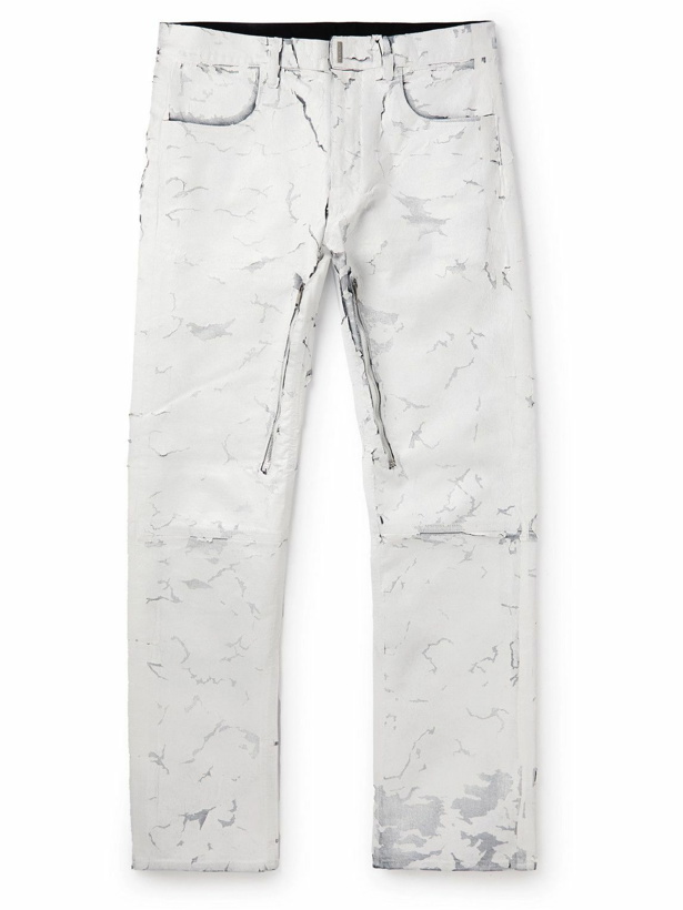 Photo: Givenchy - Straight-Leg Embellished Coated Stretch-Denim Jeans - White