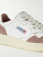 Autry - Medalist Distressed Suede-Trimmed Leather Sneakers - Pink