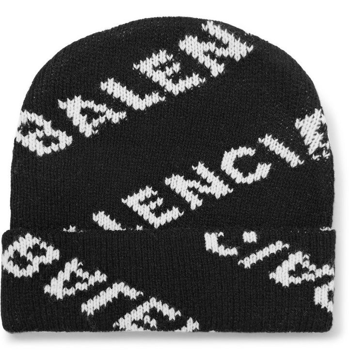 Photo: Balenciaga - Logo-Intarsia Virgin Wool-Blend Beanie - Black