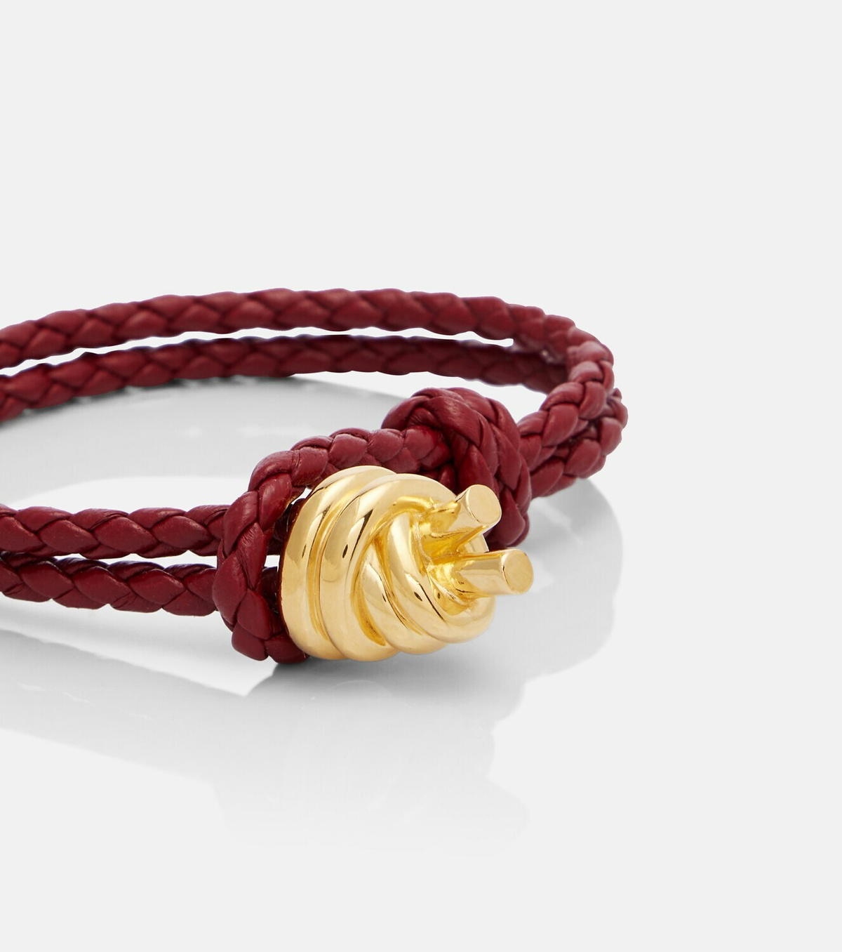 Bottega Veneta Knot braided leather and sterling silver bracelet