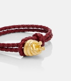 Bottega Veneta Knot braided leather and sterling silver bracelet