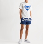 Human Made - Logo-Embroidered Printed Cotton-Twill Drawstring Shorts - Blue